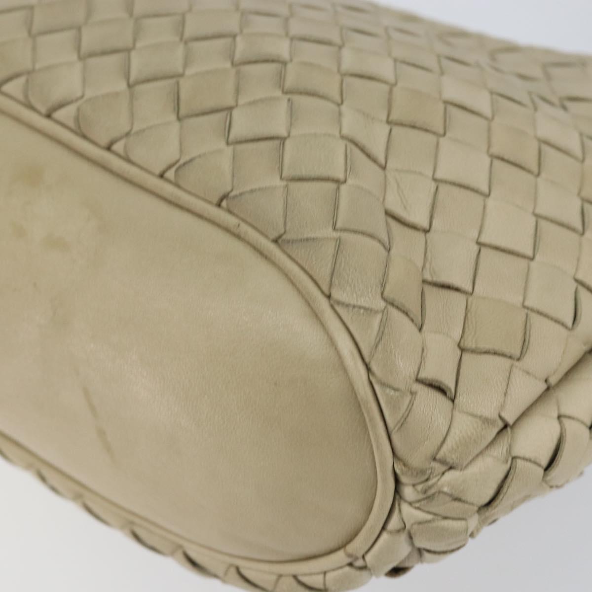 BOTTEGA VENETA INTRECCIATO Hand Bag Leather Beige Gold Auth 155309
