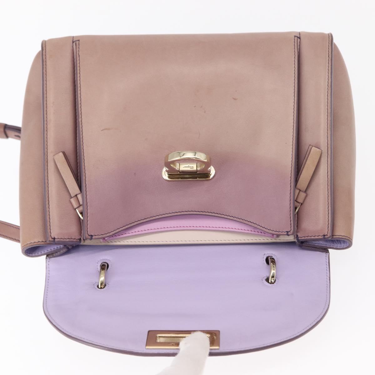 Salvatore Ferragamo Gancini Hand Bag Leather 2way Purple Gold Auth 155310