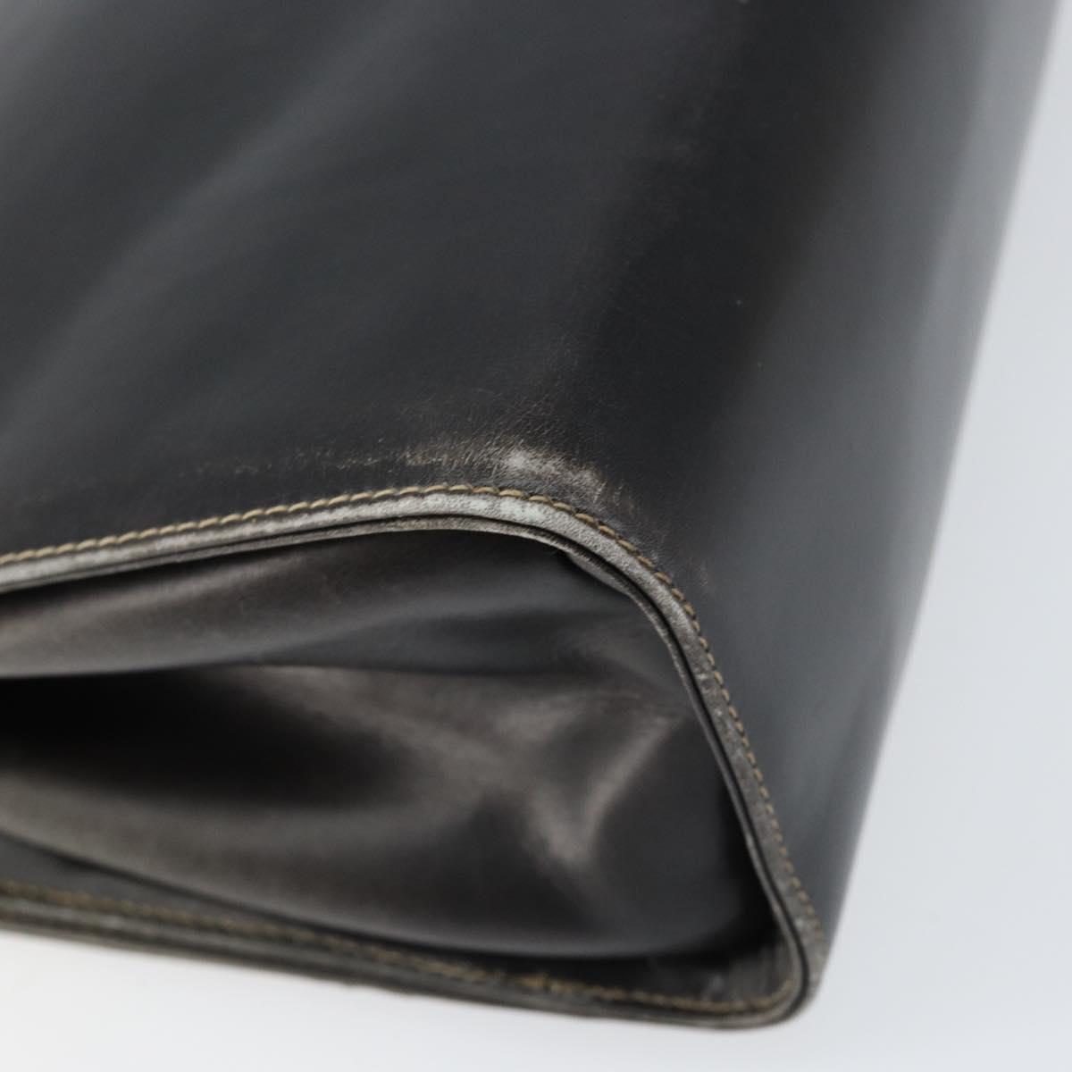 Salvatore Ferragamo Gancini Hand Bag Leather Black Gold Auth 155311