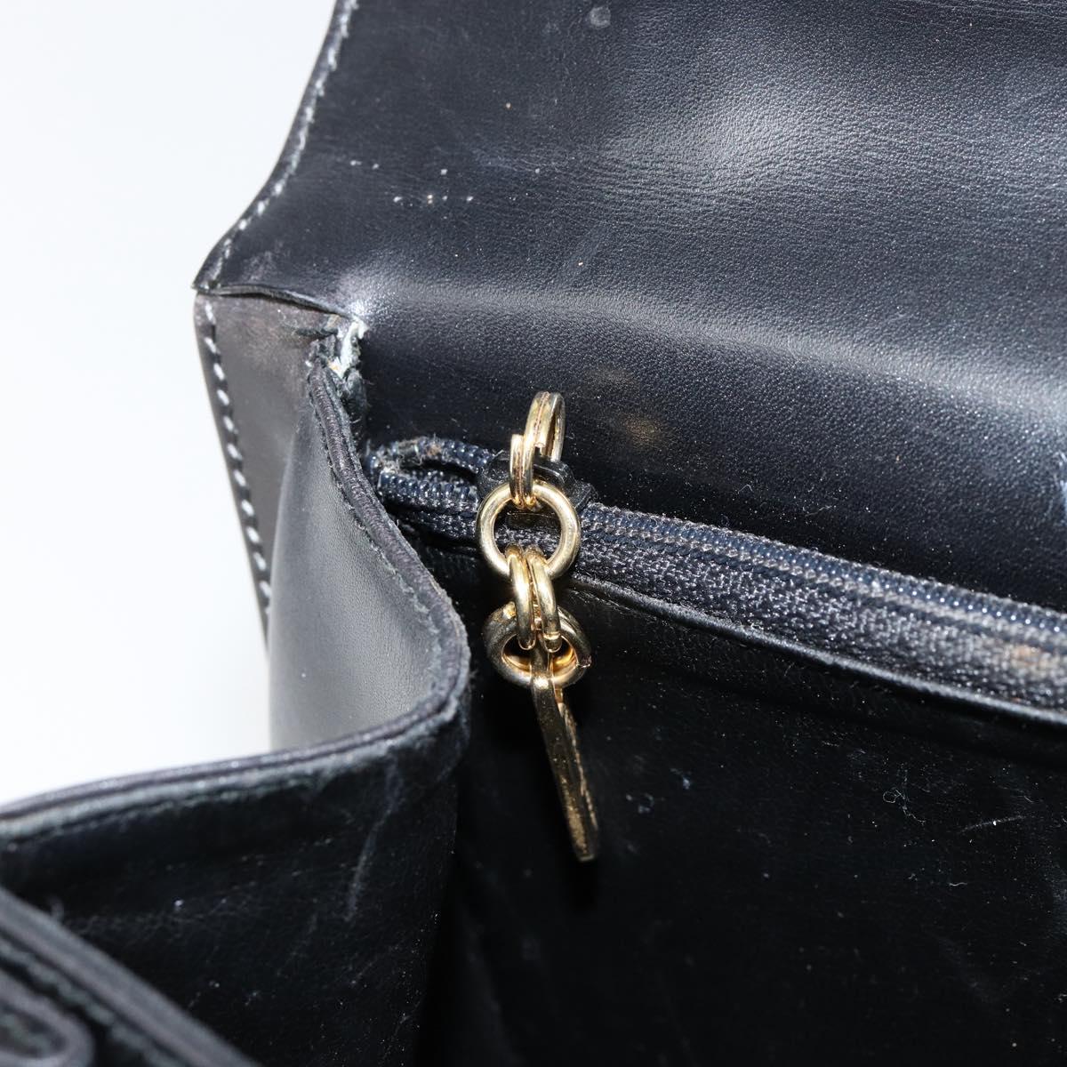 Salvatore Ferragamo Gancini Hand Bag Leather Black Gold Auth 155311