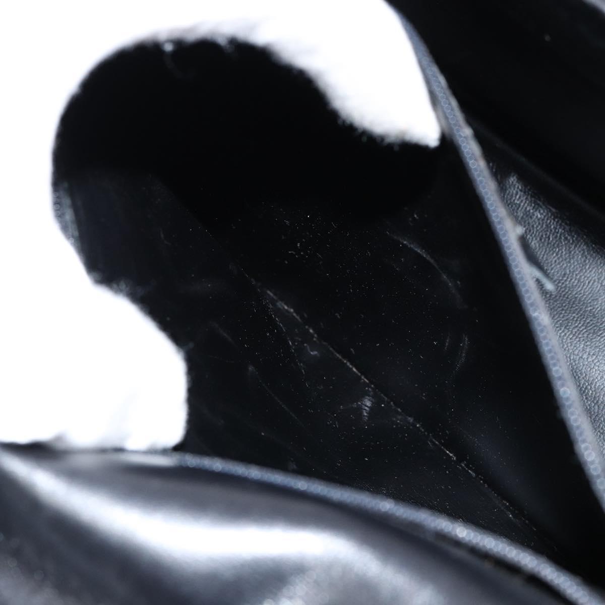 Salvatore Ferragamo Gancini Hand Bag Leather Black Gold Auth 155311