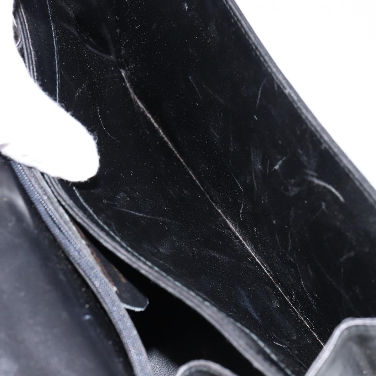 Salvatore Ferragamo Gancini Hand Bag Leather Black Gold Auth 155311