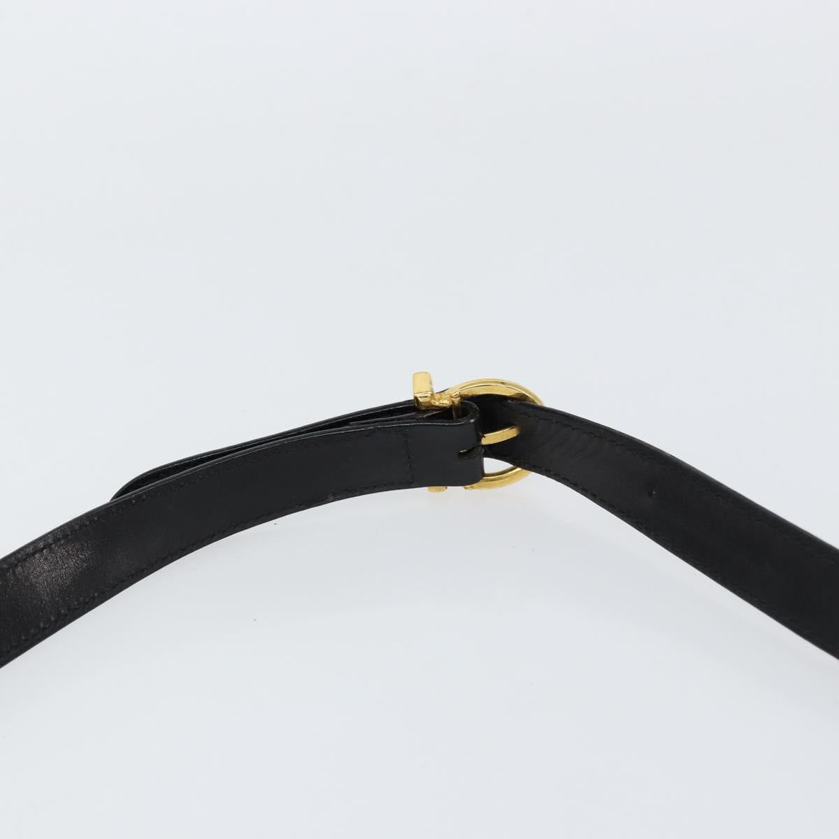 Salvatore Ferragamo Gancini Hand Bag Leather 2way Black Gold Auth 155312