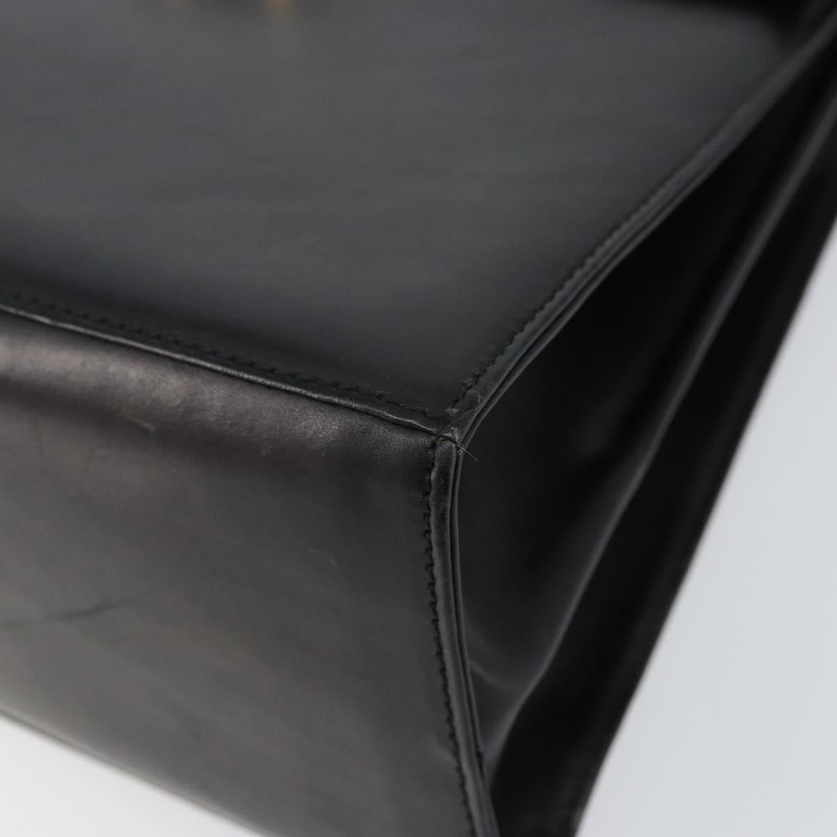 Salvatore Ferragamo Gancini Hand Bag Leather 2way Black Gold Auth 155312