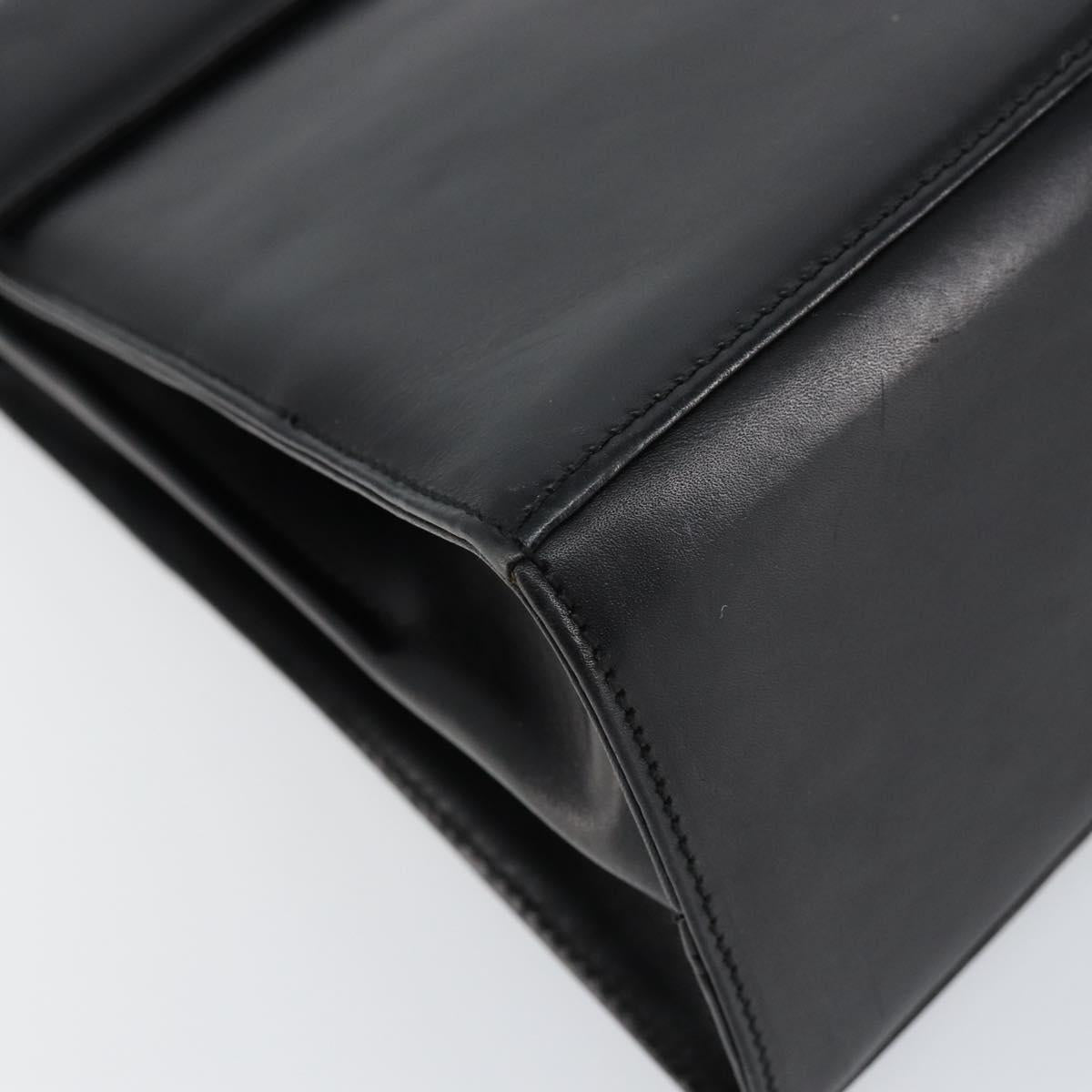 Salvatore Ferragamo Gancini Hand Bag Leather 2way Black Gold Auth 155312