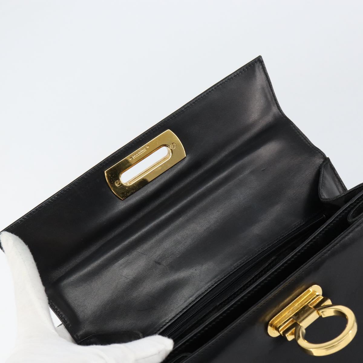 Salvatore Ferragamo Gancini Hand Bag Leather 2way Black Gold Auth 155312