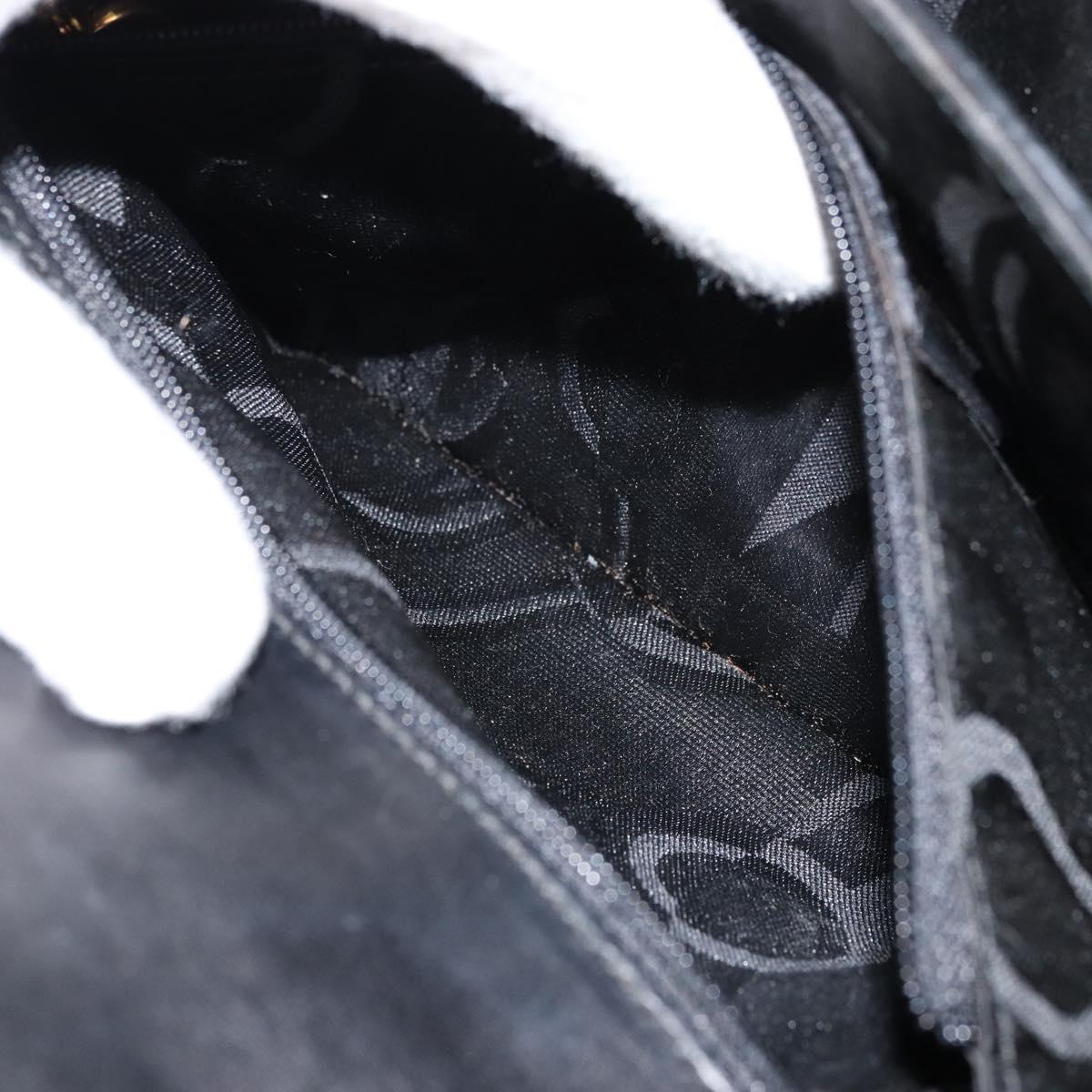 Salvatore Ferragamo Gancini Hand Bag Leather 2way Black Gold Auth 155312