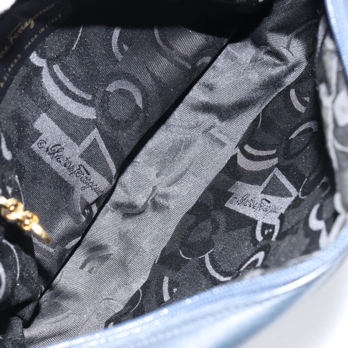 Salvatore Ferragamo Vala Shoulder Bag Leather Navy Gold Auth 155315