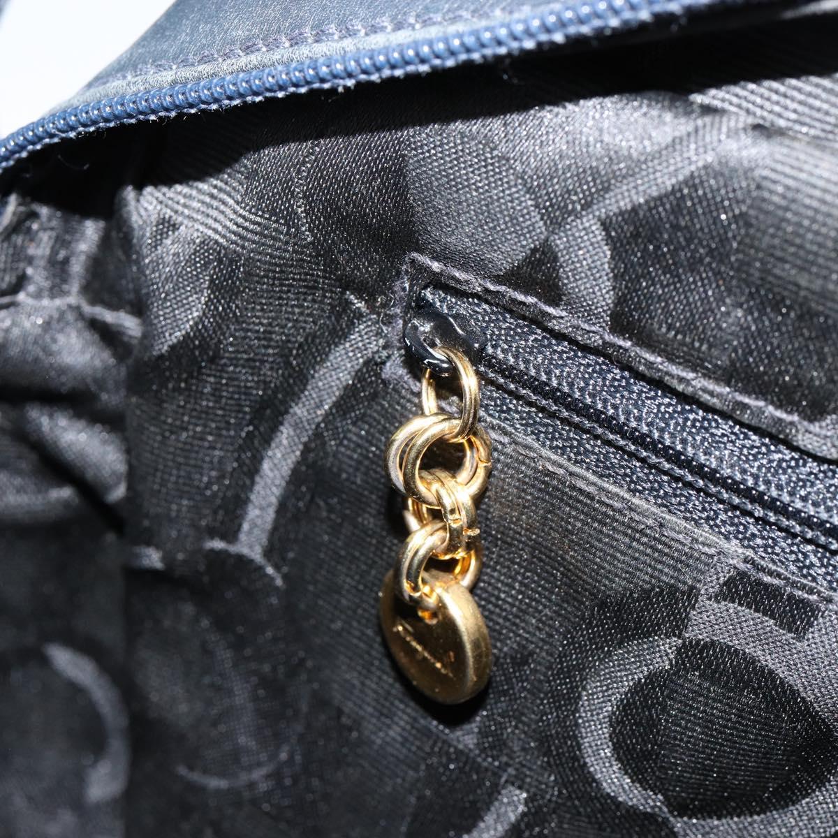 Salvatore Ferragamo Vala Shoulder Bag Leather Navy Gold Auth 155315