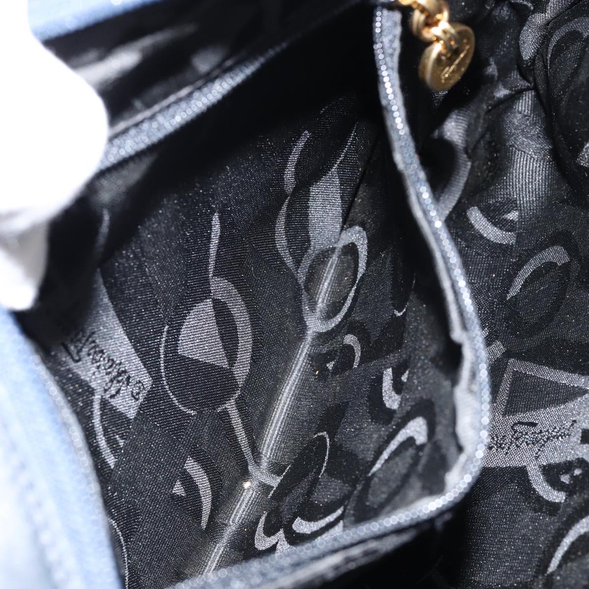 Salvatore Ferragamo Vala Shoulder Bag Leather Navy Gold Auth 155315