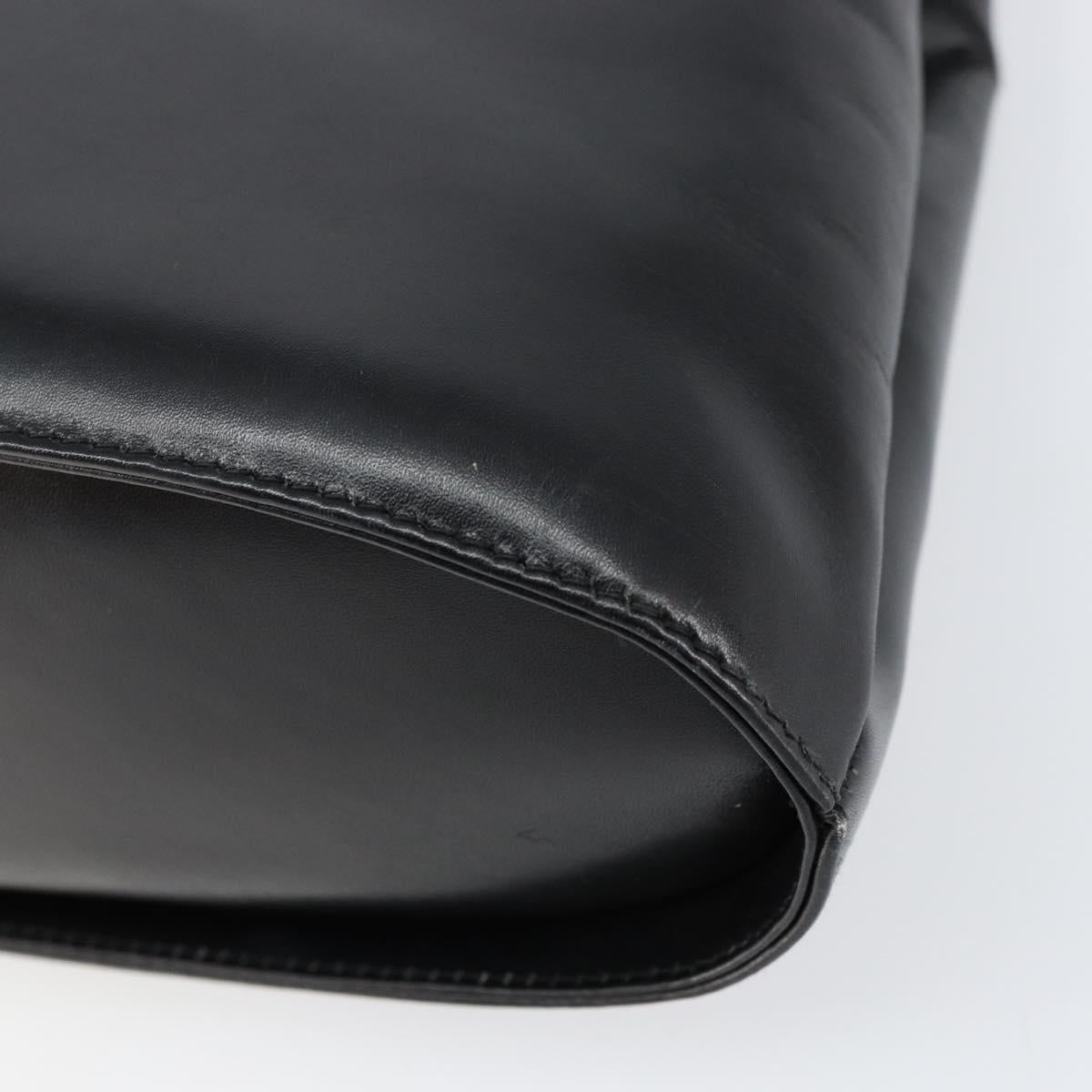 Salvatore Ferragamo Gancini Hand Bag Leather 2way Black Gold Auth 155316