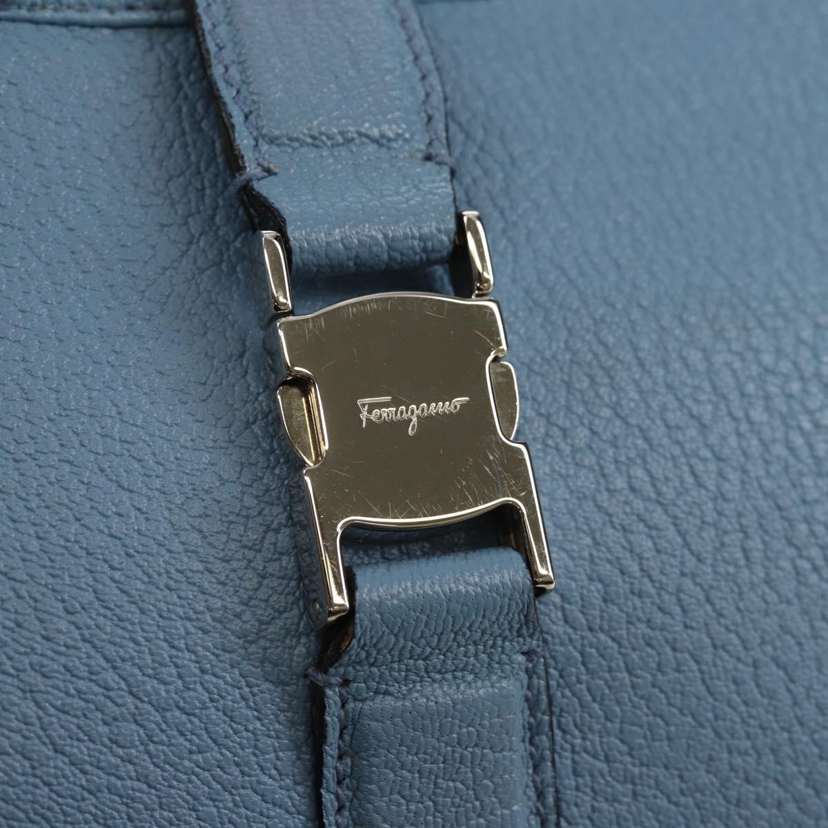 Salvatore Ferragamo Shoulder Bag Leather Blue Silver Auth 155317V