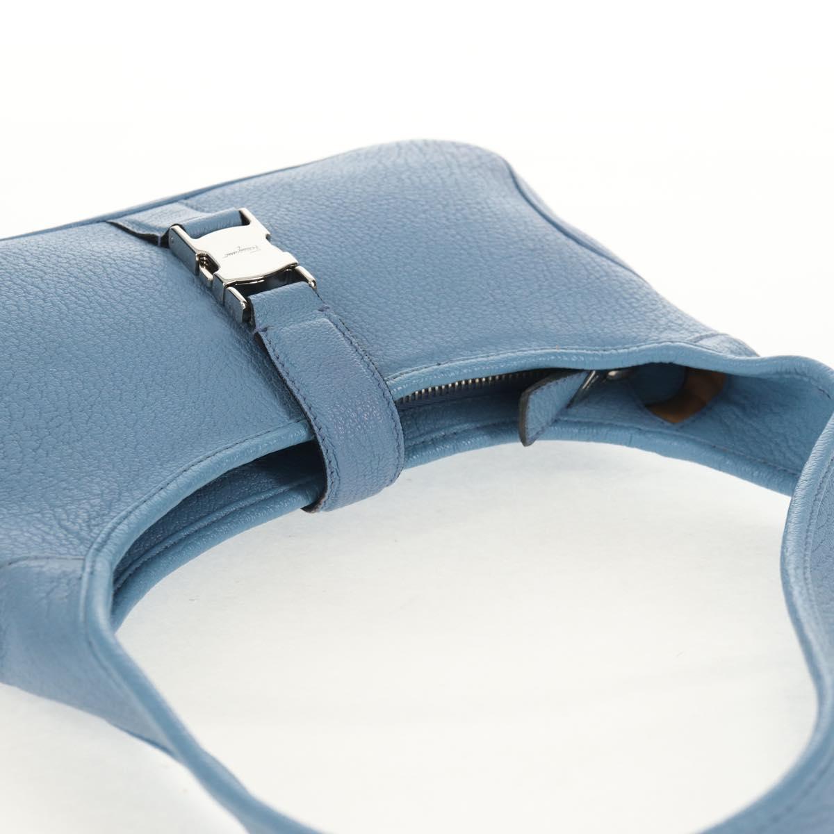 Salvatore Ferragamo Shoulder Bag Leather Blue Silver Auth 155317V
