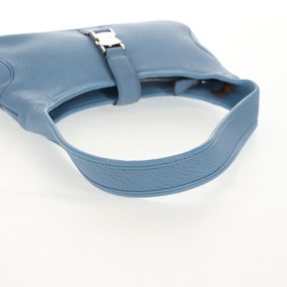 Salvatore Ferragamo Shoulder Bag Leather Blue Silver Auth 155317V