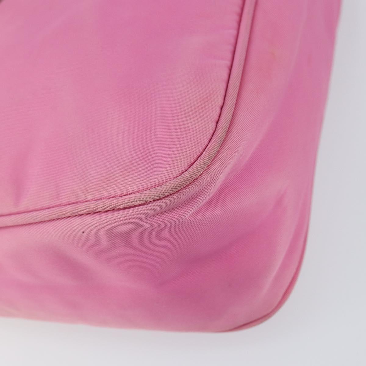 PRADA Hand Bag Nylon Pink Silver Auth 155318