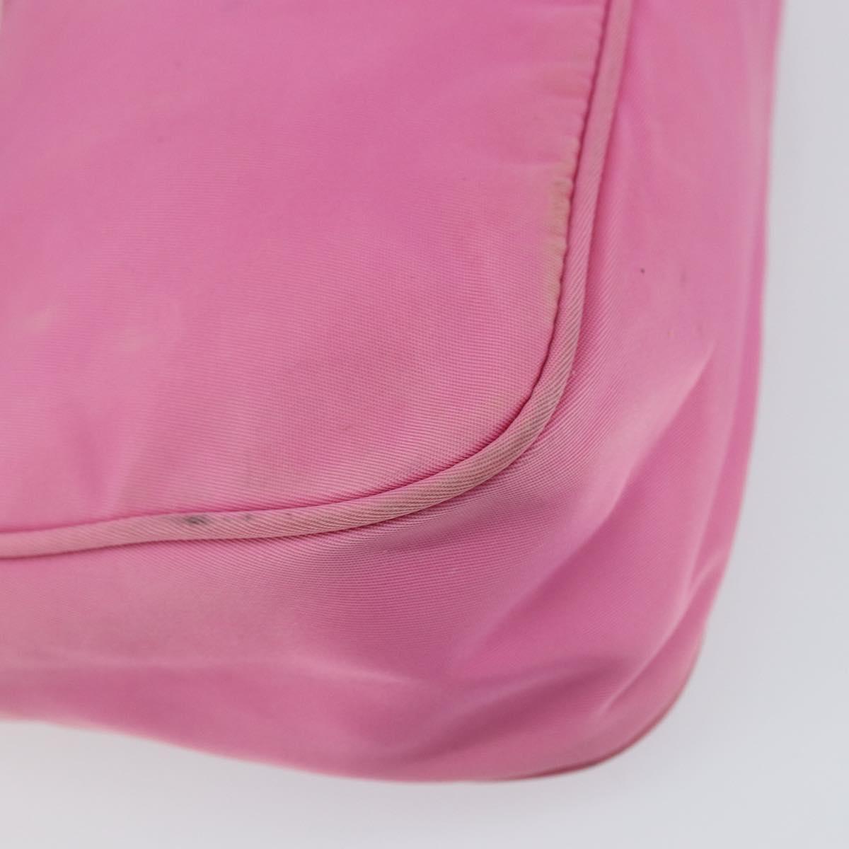 PRADA Hand Bag Nylon Pink Silver Auth 155318