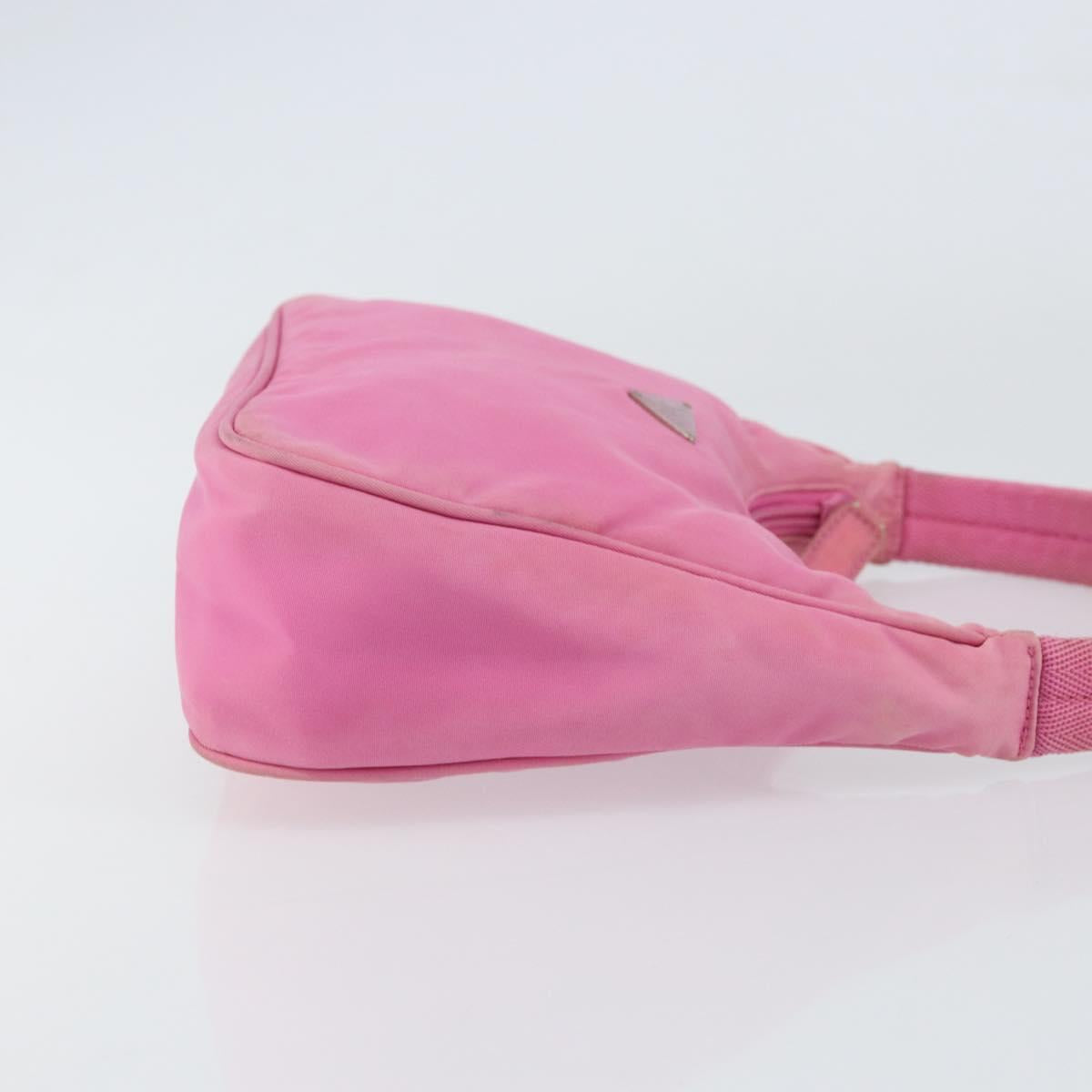 PRADA Hand Bag Nylon Pink Silver Auth 155318