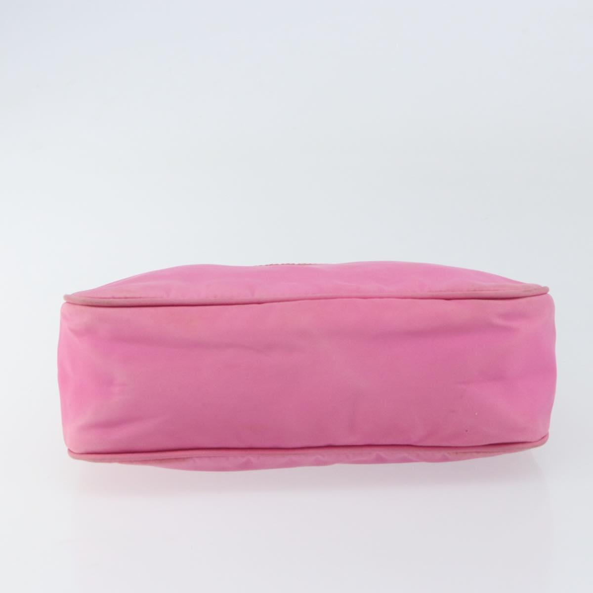 PRADA Hand Bag Nylon Pink Silver Auth 155318