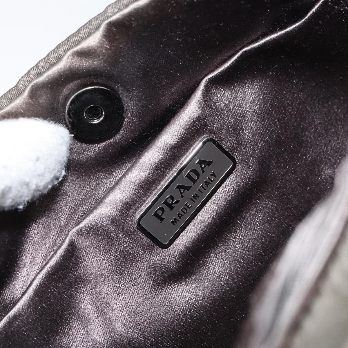 PRADA Shoulder Bag Nylon Khaki Silver Auth 155319