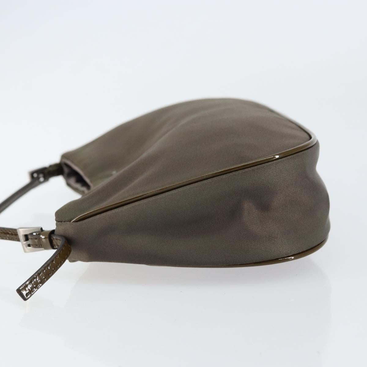 PRADA Shoulder Bag Nylon Khaki Silver Auth 155319