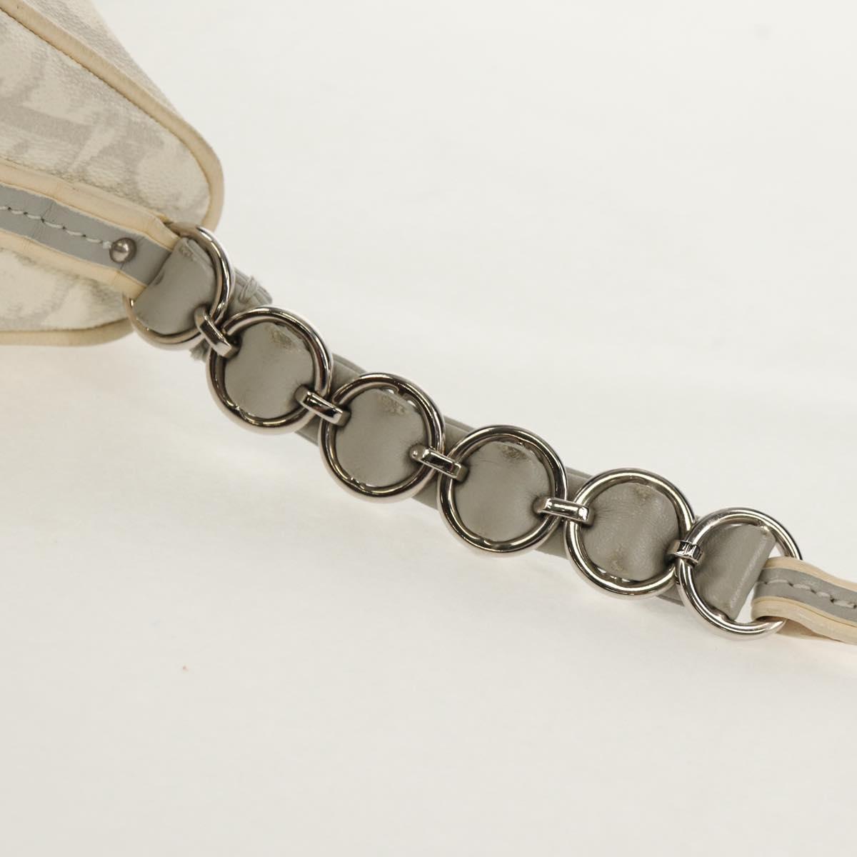 Christian Dior Trotter Romantic Shoulder Bag PVC White Silver Auth 155320V