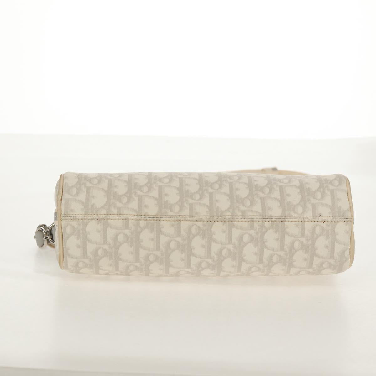 Christian Dior Trotter Romantic Shoulder Bag PVC White Silver Auth 155320V