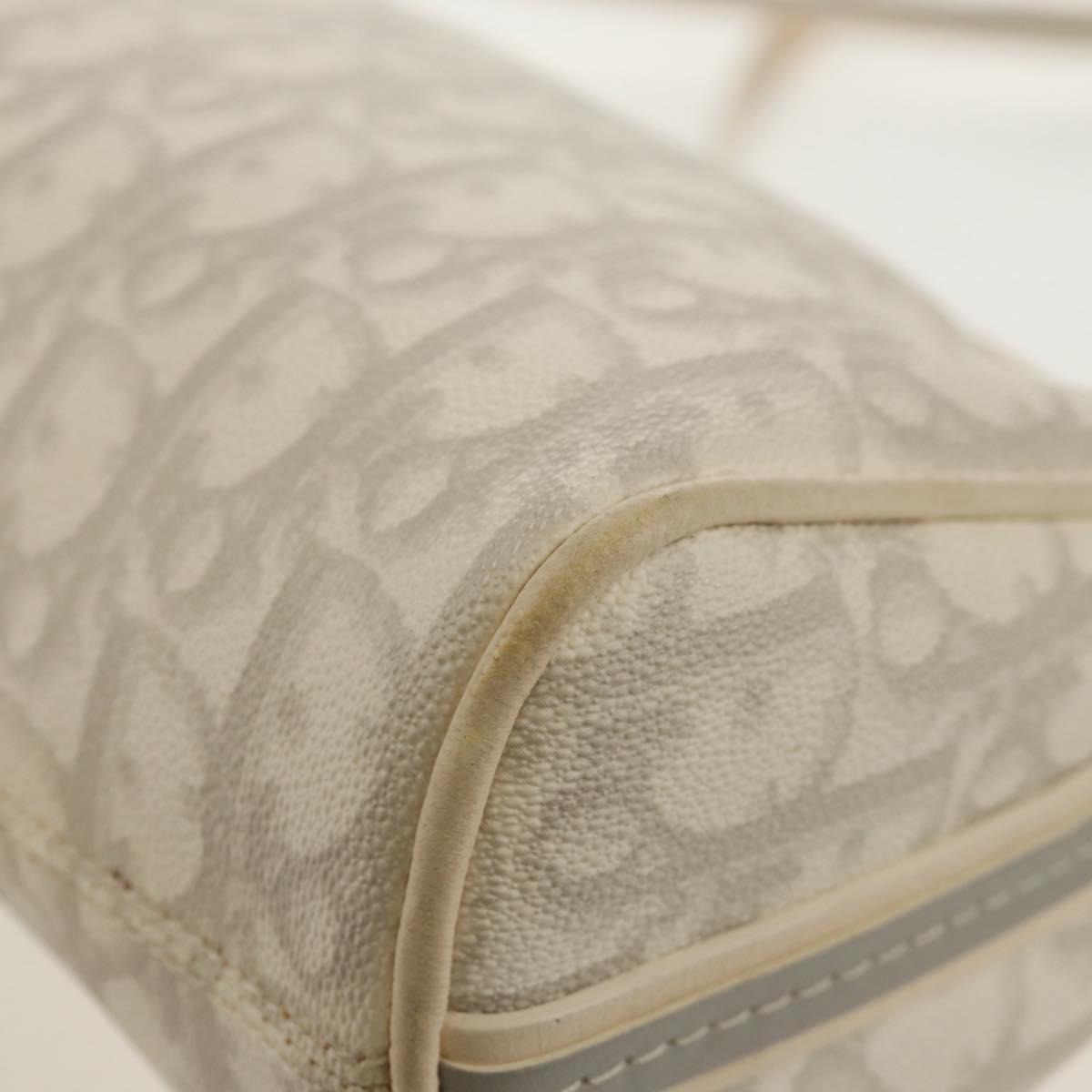 Christian Dior Trotter Romantic Shoulder Bag PVC White Silver Auth 155320V