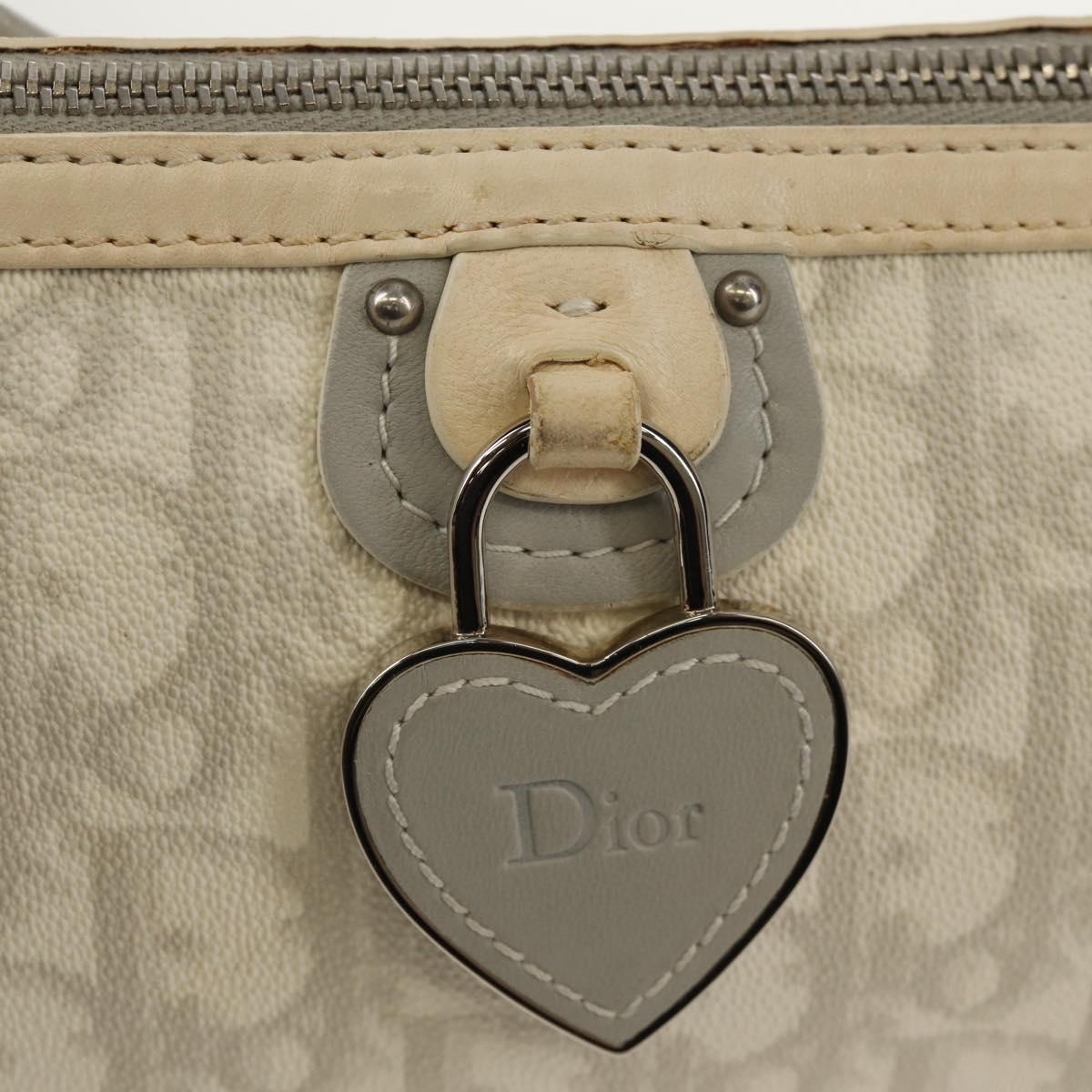 Christian Dior Trotter Romantic Shoulder Bag PVC White Silver Auth 155320V