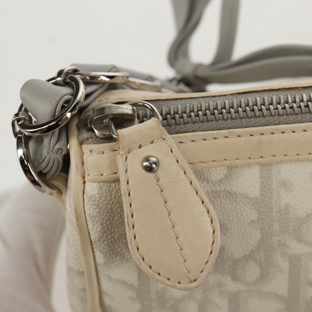 Christian Dior Trotter Romantic Shoulder Bag PVC White Silver Auth 155320V