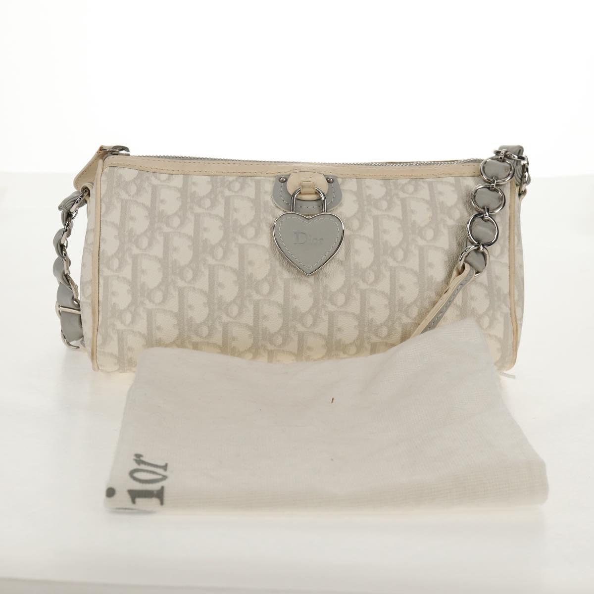 Christian Dior Trotter Romantic Shoulder Bag PVC White Silver Auth 155320V