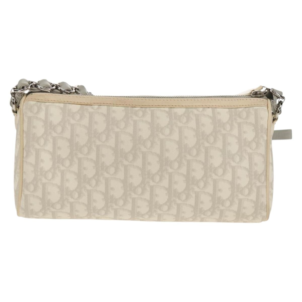 Christian Dior Trotter Romantic Shoulder Bag PVC White Silver Auth 155320V