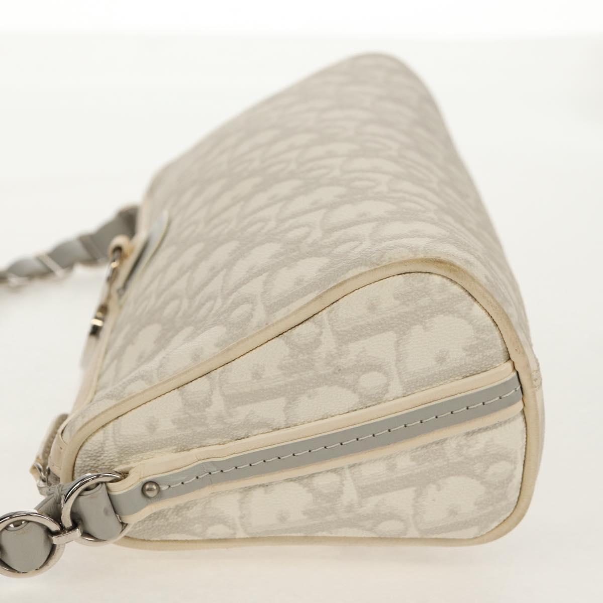 Christian Dior Trotter Romantic Shoulder Bag PVC White Silver Auth 155320V