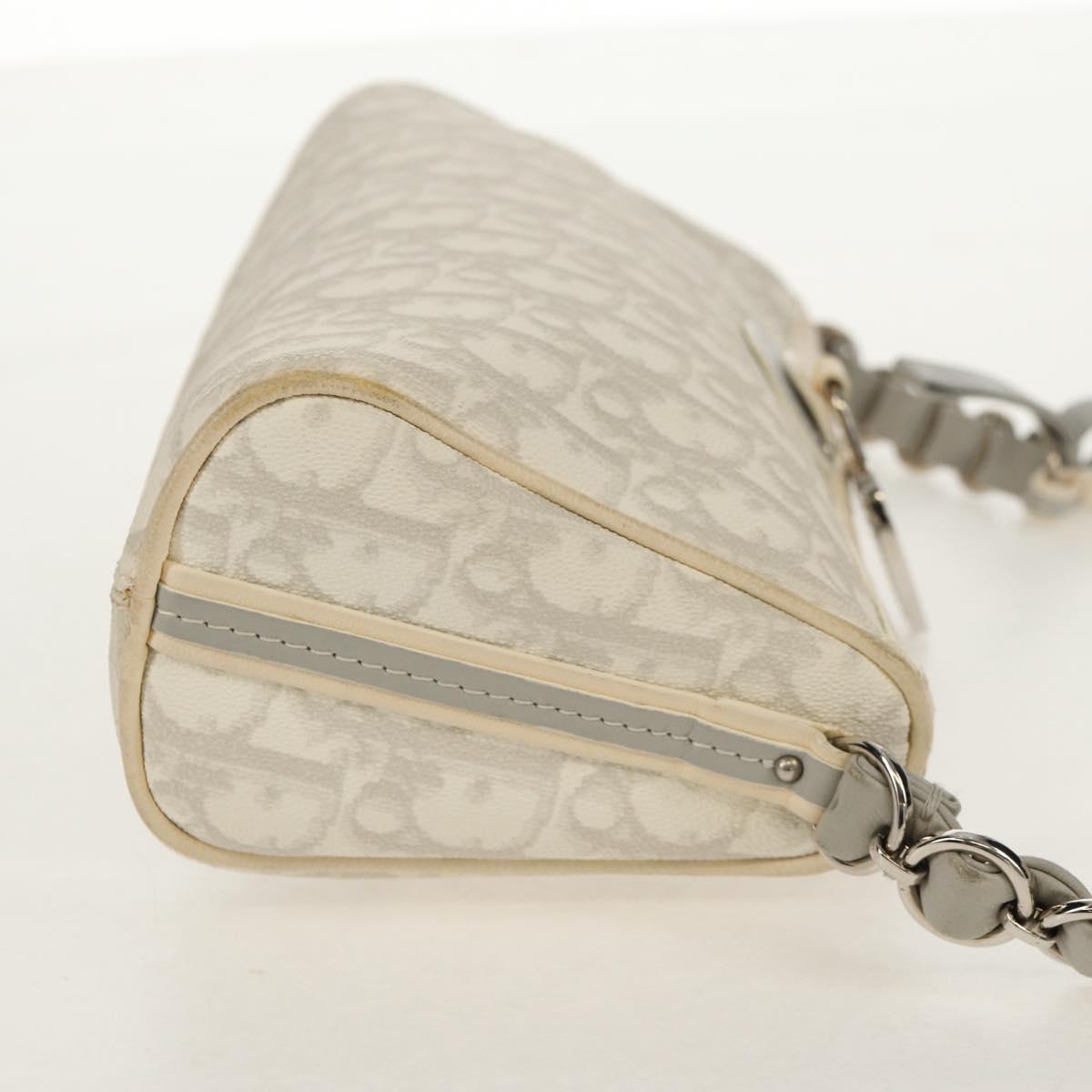 Christian Dior Trotter Romantic Shoulder Bag PVC White Silver Auth 155320V