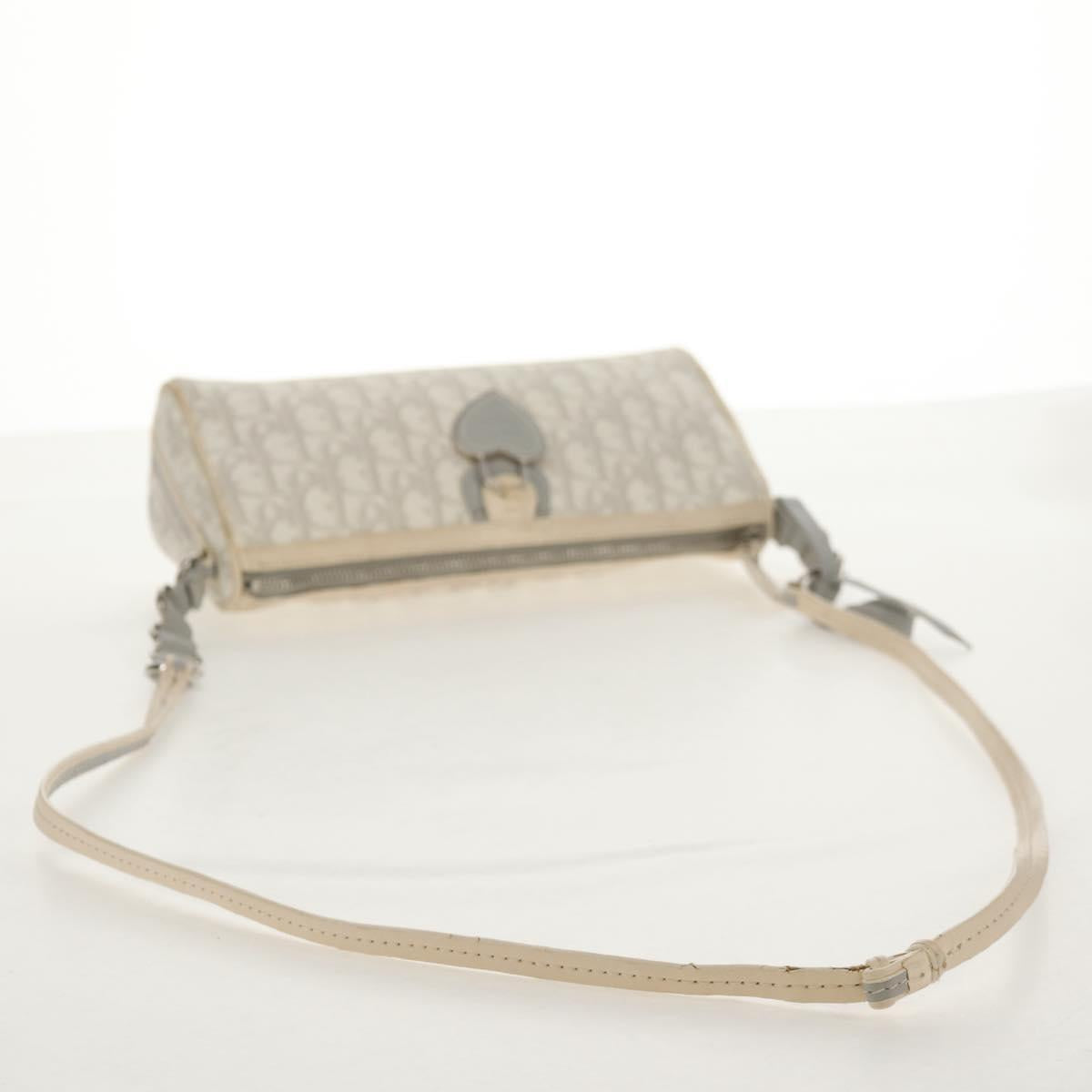 Christian Dior Trotter Romantic Shoulder Bag PVC White Silver Auth 155320V