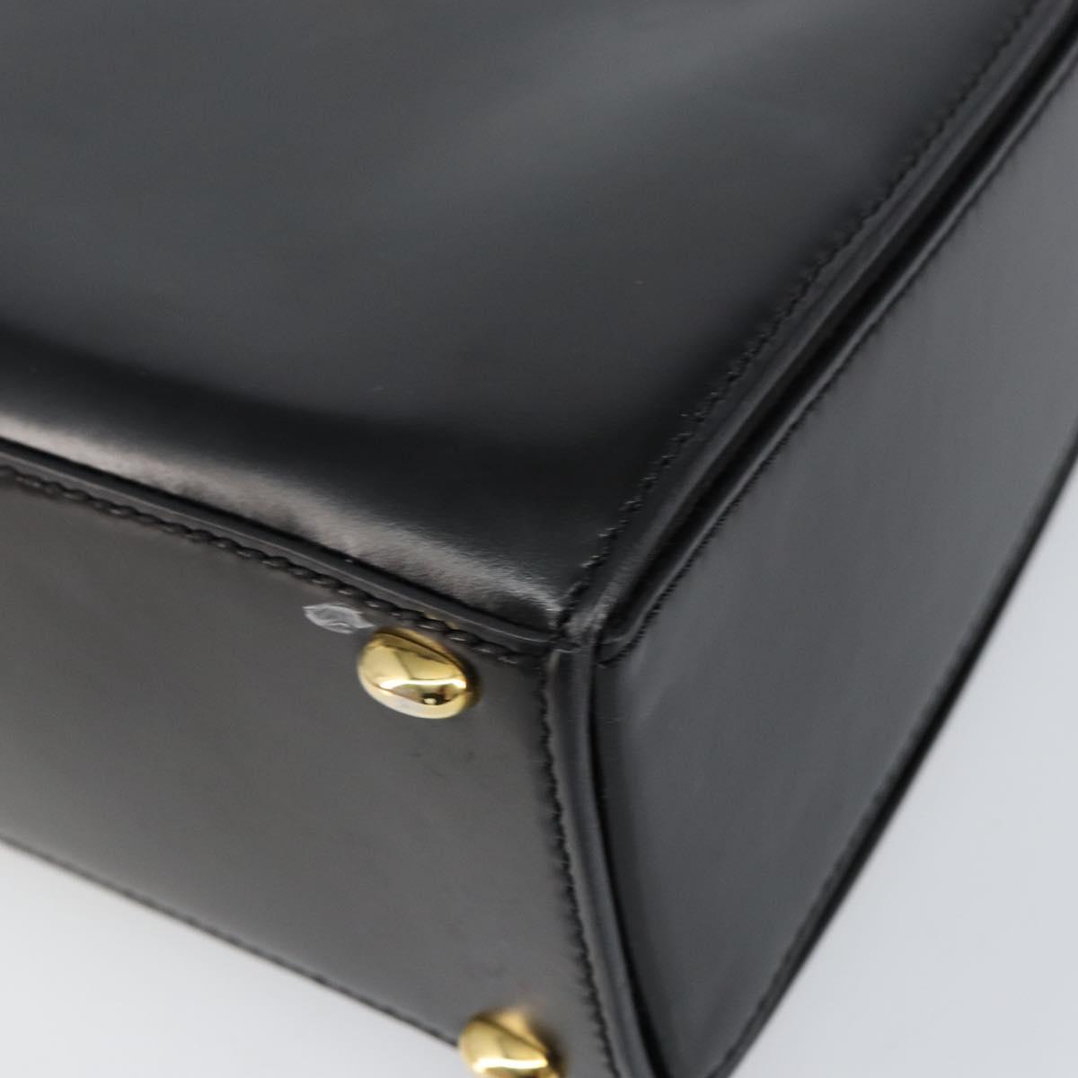 CELINE Hand Bag Leather Black Gold Auth 155321