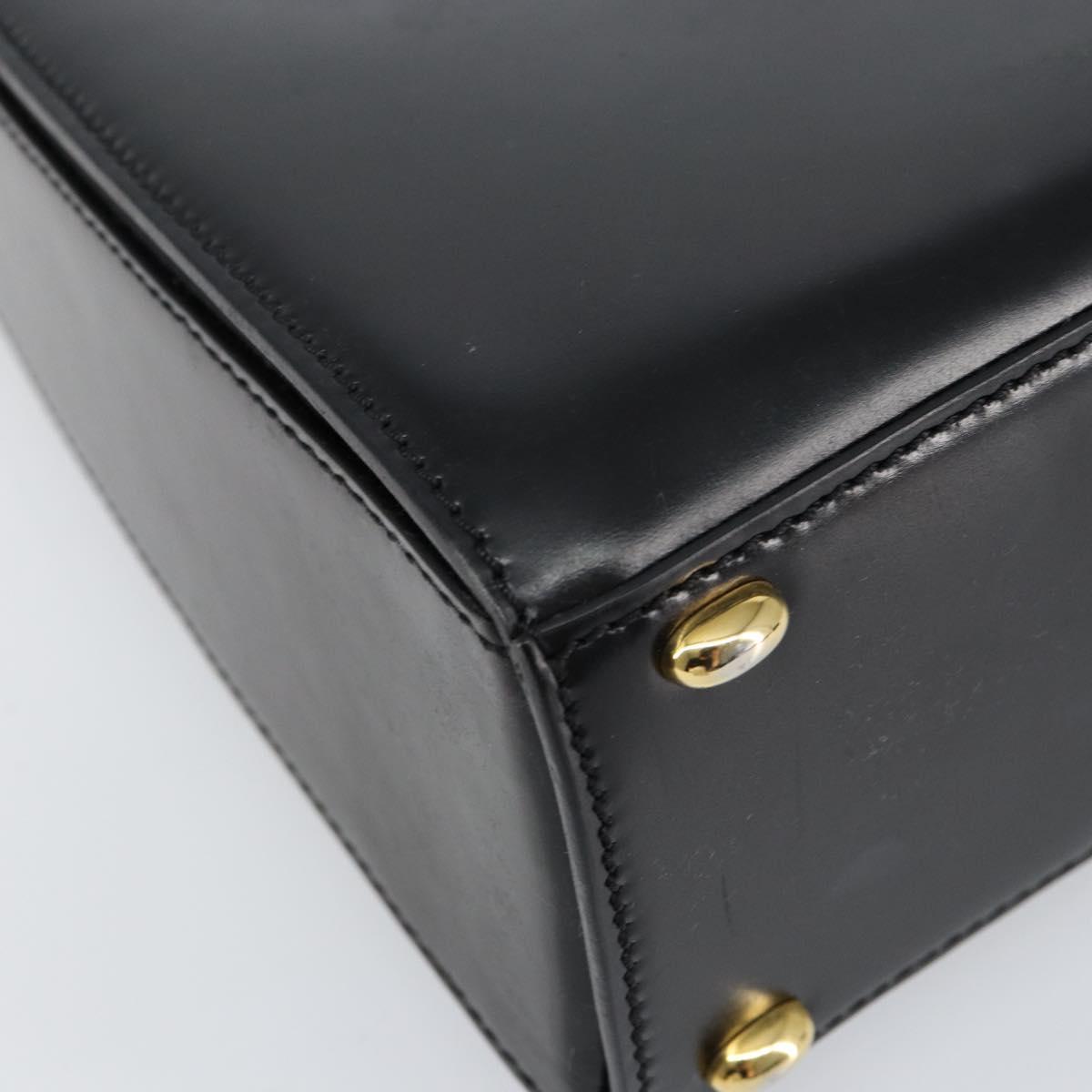 CELINE Hand Bag Leather Black Gold Auth 155321