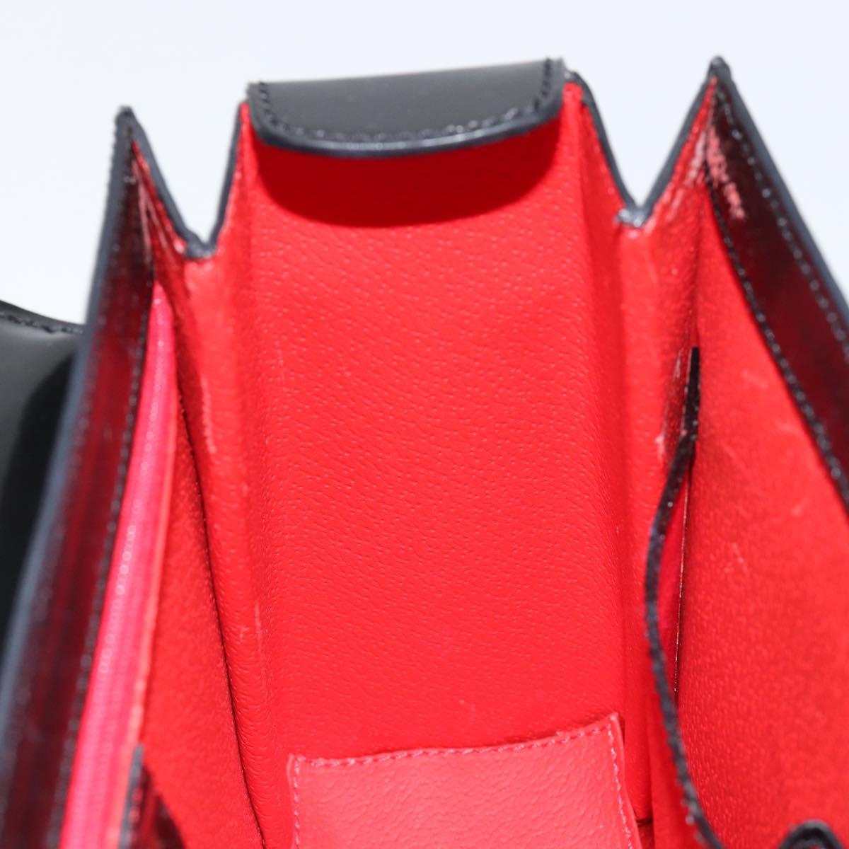 CELINE Hand Bag Leather Black Gold Auth 155321