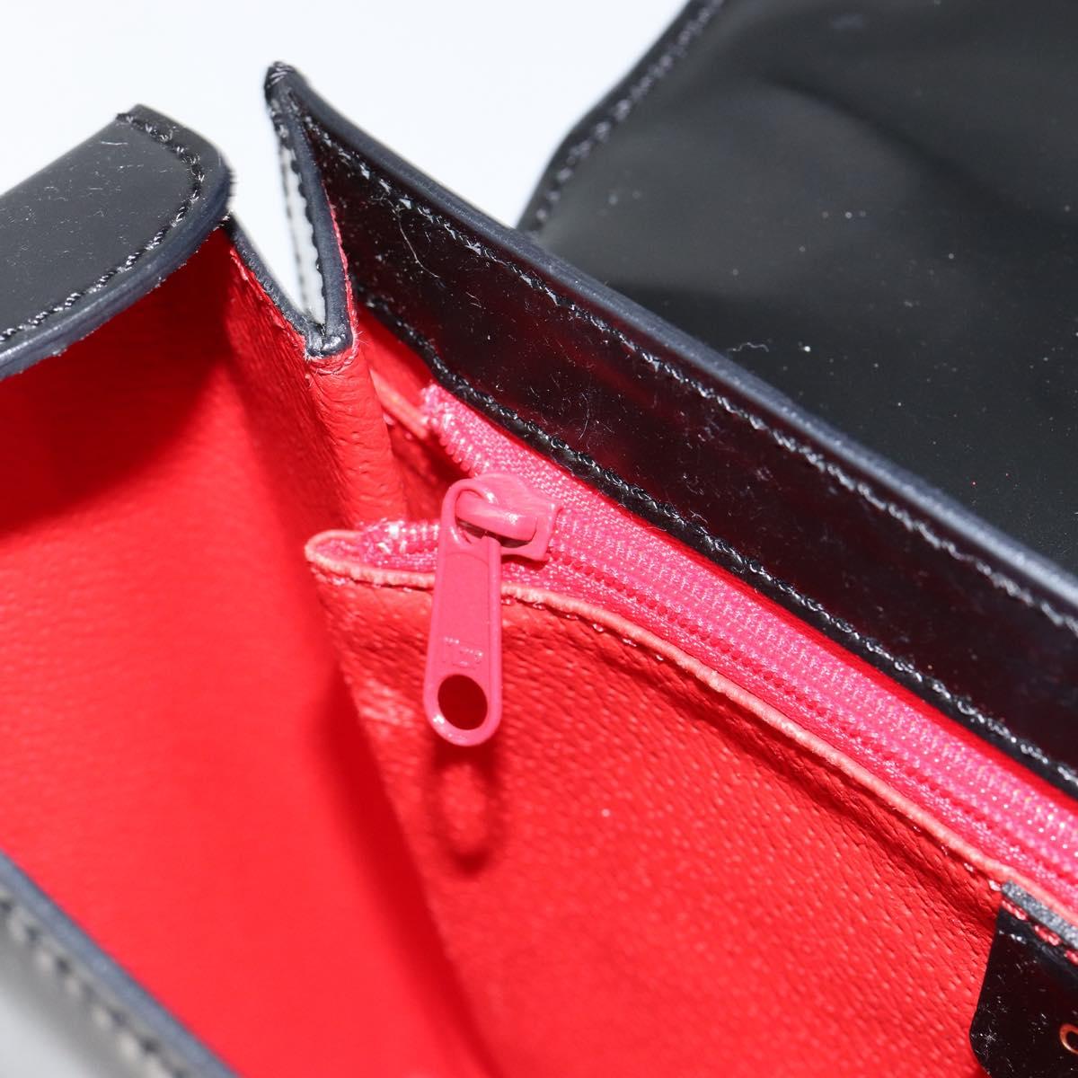 CELINE Hand Bag Leather Black Gold Auth 155321