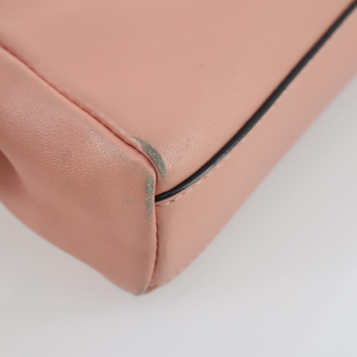 FENDI Micro Peek A Boo Hand Bag Leather 2way Pink Gold Auth 155322