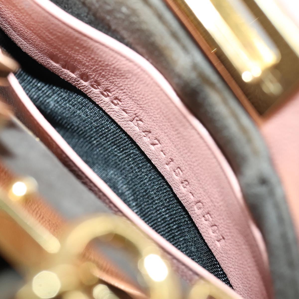 FENDI Micro Peek A Boo Hand Bag Leather 2way Pink Gold Auth 155322