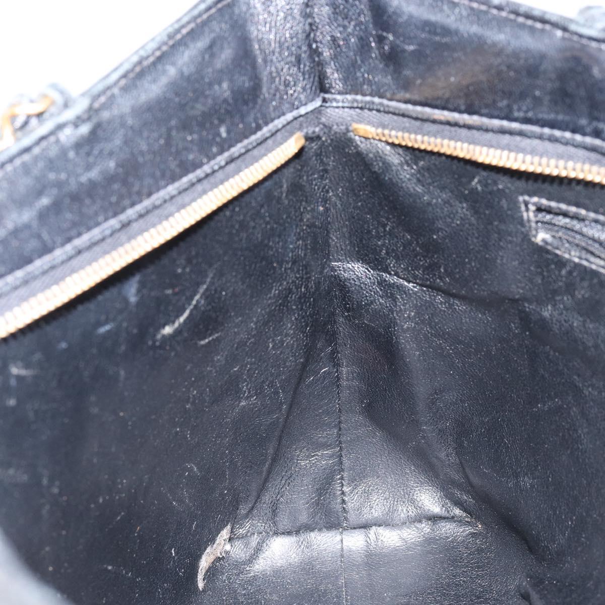 CHANEL Chain Tote Bag Cotton Beige Gold CC Auth 155323