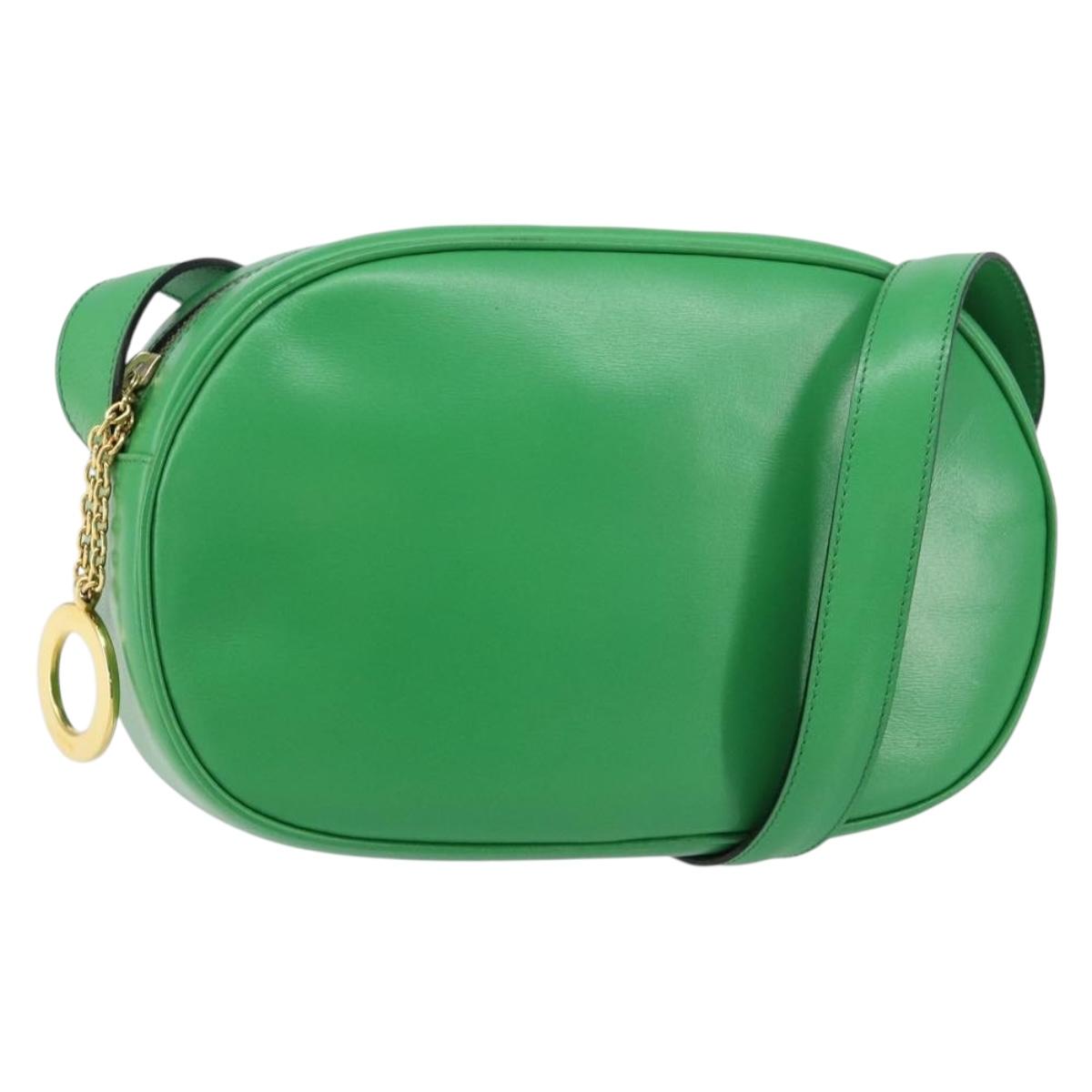 CELINE Shoulder Bag Leather Green Gold Auth 155324
