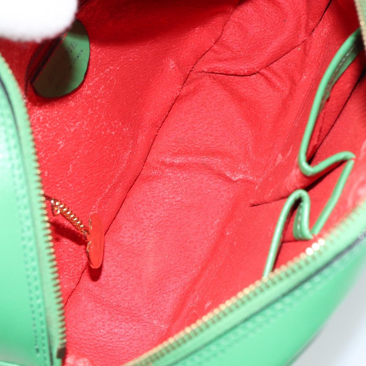 CELINE Shoulder Bag Leather Green Gold Auth 155324