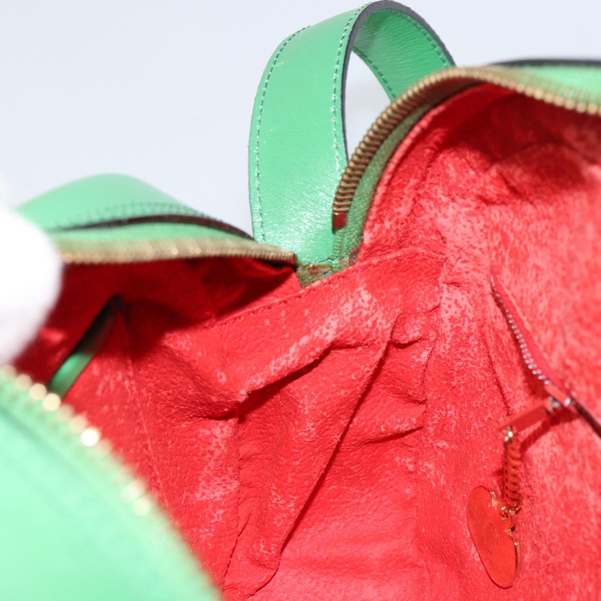 CELINE Shoulder Bag Leather Green Gold Auth 155324