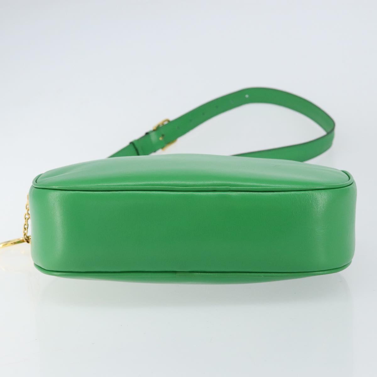 CELINE Shoulder Bag Leather Green Gold Auth 155324