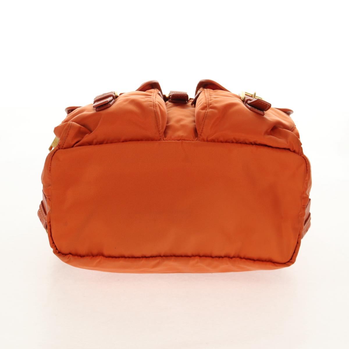 PRADA Backpack Nylon Orange Gold Auth 155325V