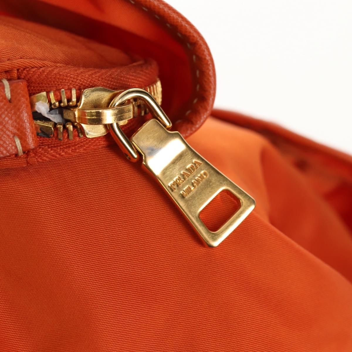 PRADA Backpack Nylon Orange Gold Auth 155325V