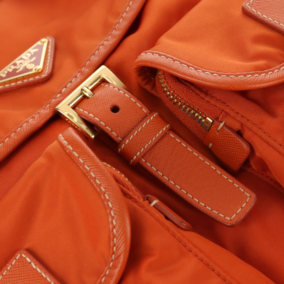 PRADA Backpack Nylon Orange Gold Auth 155325V