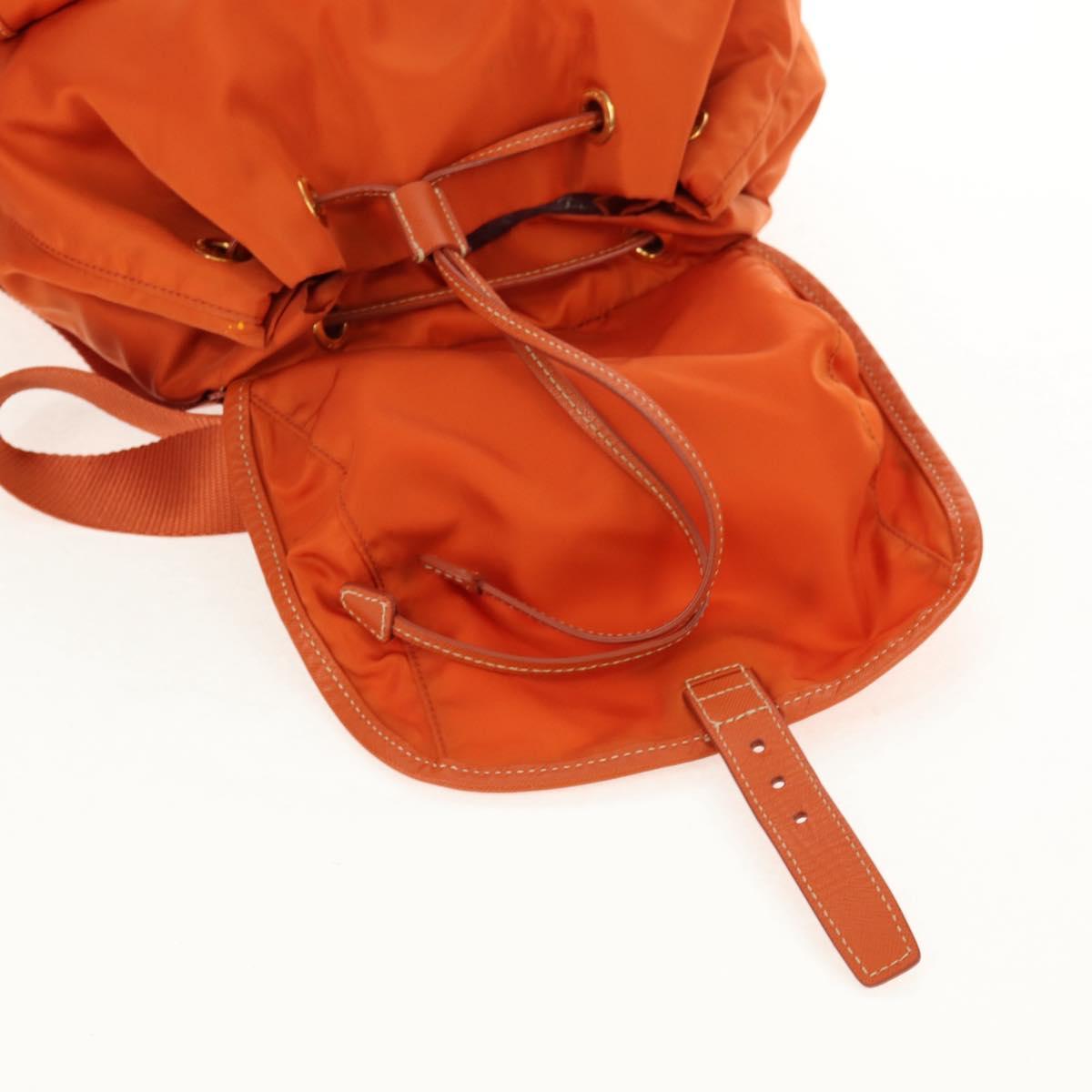 PRADA Backpack Nylon Orange Gold Auth 155325V