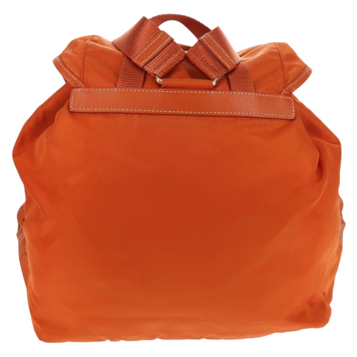 PRADA Backpack Nylon Orange Gold Auth 155325V